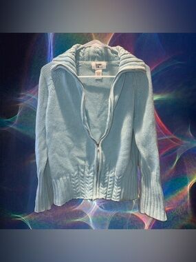 BONGO Pale Blue Zip-Up Hooded Cardigan